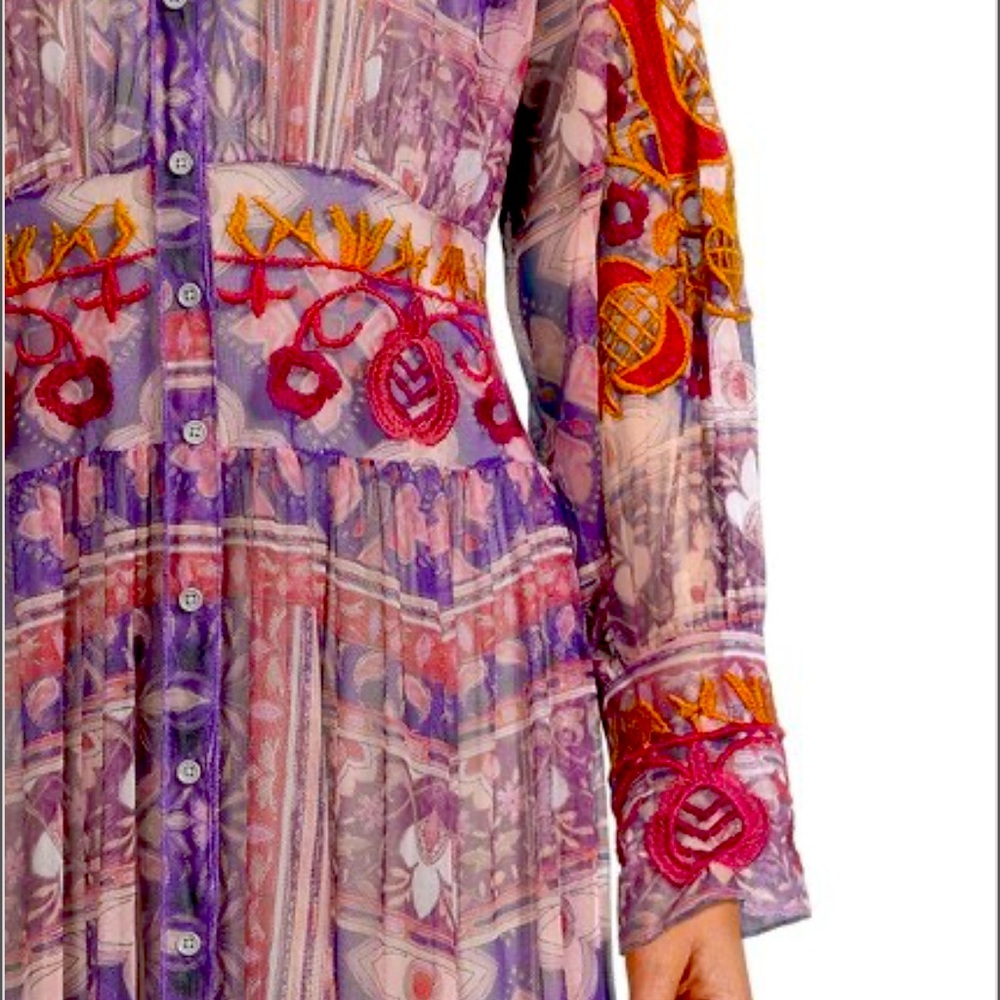 ❤️JOHNNY WAS DUANA EMBROIDERED MESH DRESS💐💐❤️ Most beautiful dress. 2 Medium - Picture 10 of 11